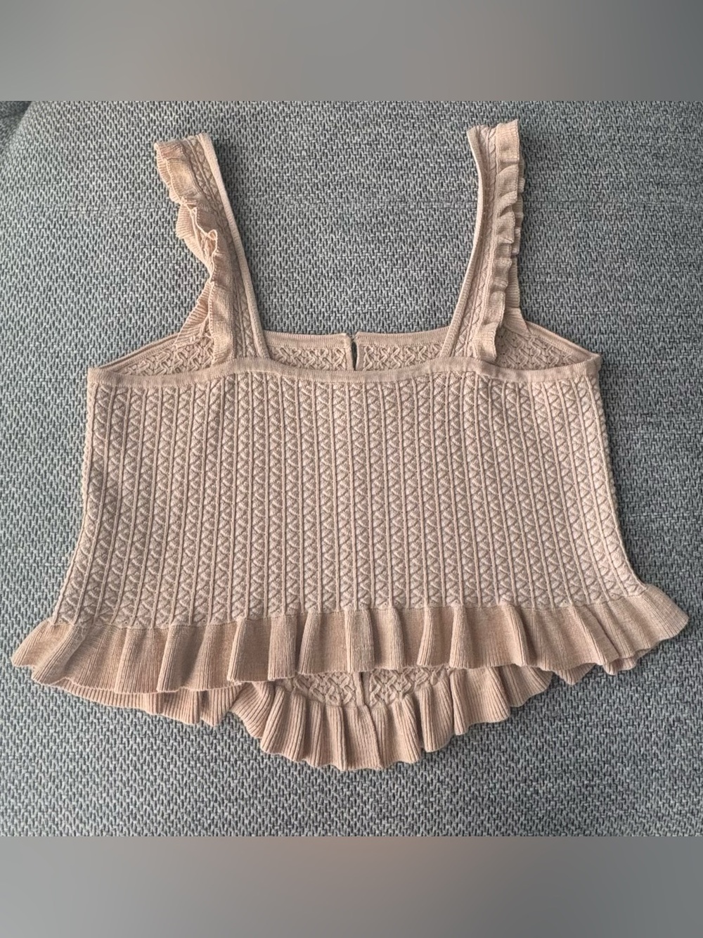 Zara Blush Pink Knit Ruffle Hem Tank Top Large Coquette Cottagecore - Picture 4 of 7